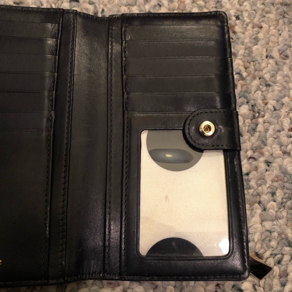 Kate Spade Darcy Slim Bifold Wallet 12 Card Slots Gold Black Polka Dot - Picture 6 of 14